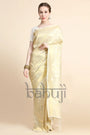 Off-white Gold Zari Woven Kanjivaram Saree with Blouse