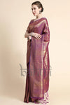 Shiny Hot Purple Gold Zari Woven Kanjivaram Silk Saree