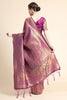 Shiny Hot Purple Gold Zari Woven Kanjivaram Silk Saree