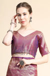 Shiny Hot Purple Gold Zari Woven Kanjivaram Silk Saree