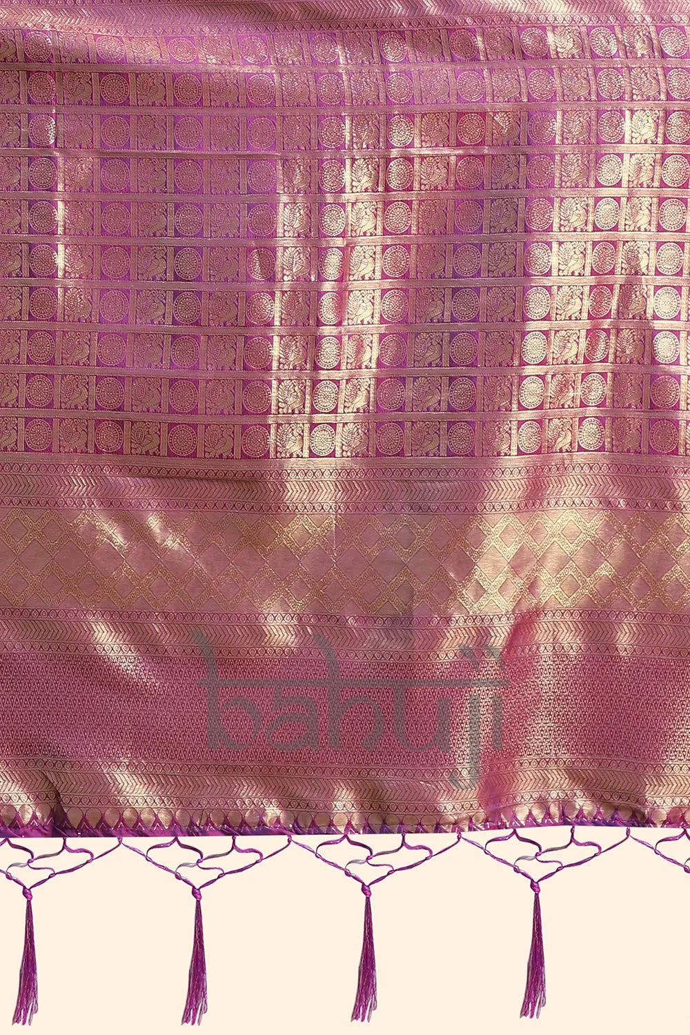 Shiny Hot Purple Gold Zari Woven Kanjivaram Silk Saree With Blouse