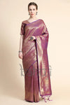 Shiny Hot Purple Gold Zari Woven Kanjivaram Silk Saree