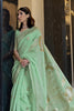 Tea Green Zari Woven Linen Silk Saree With Matching Blouse