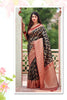 Black & Red Golden zari Woven Silk Saree With Blouse