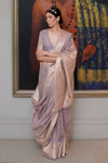 Elephant Gray Handloom Zari Weaving Silk Saree With Woven Border