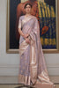 Elephant Gray Handloom Zari Weaving Silk Saree With Woven Border