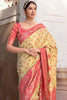 Beige Kanjivaram Zari Weaving Silk Saree With Woven Butti and border