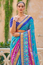 Alluring Sky Blue Patola Silk Saree