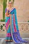 Alluring Sky Blue Patola Silk Saree