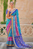 Alluring Sky Blue Patola Silk Saree