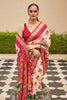 Alluring Off-white And Red Patola Silk Saree