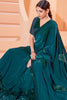 Teal Blue Lycra saree with Thread and sequins embroidery Work