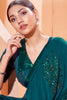 Teal Blue Lycra saree with Thread and sequins embroidery Work