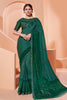 Unique Green Lycra Saree with Thread and Sequins Embroidery Work