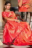 Orange Banarasi Handloom Saree With Zari Weaving