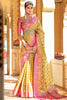 Light Yellow Banarasi Tissue Silk Saree With Zari Weaving