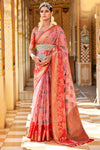 Light Pink Banarasi Tissue Silk Saree With Zari weaving