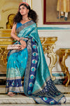 Cerulean Blue Banarasi Silk Saree With Zari Weaving