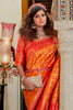 Orange & Red Banarasi Silk Saree With Zari Weaving