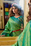 Light Green & Sky Blue Banarasi Silk Saree With Zari Weaving