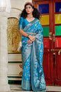 Sky Blue Banarasi Silk Saree With Zari Weaving