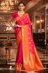 Pink Handloom Silk Saree With Zari Weaving