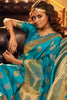 Sky Blue Handloom Silk Saree With Zari Weaving