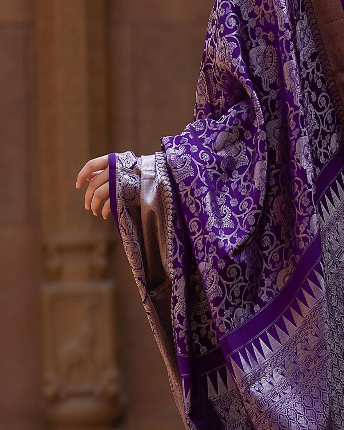 amazing purple kanjivaram saree