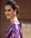 Violet Purple And Silver Zari Woven Kanjivaram Saree With Blouse - Bahuji - Premium Silk Sarees Online Shopping Store