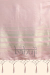 Poetry Pink Tissue Silk Zari Woven Saree With Green Blouse