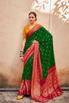 Green & Red Combination Brasso Silk Saree With Work Blouse