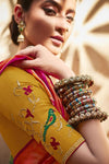 Green and Red Combination Brasso Silk saree with Work Blouse