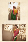 Green and Red Combination Brasso Silk saree with Work Blouse