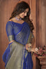 Beautiful Blue Coloured Soft Tissue Linen Saree