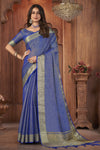 Beautiful Blue Coloured Soft Tissue Linen Saree
