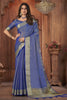 Beautiful Blue Coloured Soft Tissue Linen Saree