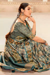 Beauteous Pine Green Printed Saree With Weaving Border