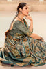 Beauteous Pine Green Printed Saree With Weaving Border