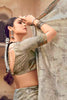 Beauteous Abalone Grey Printed Saree With Weaving Border