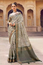 Beauteous Abalone Grey Printed Saree With Weaving Border