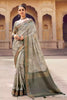 Beauteous Abalone Grey Printed Saree With Weaving Border