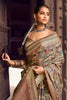 Stunning Almond Brown Printed Saree With Blouse