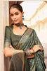 Stunning Slate Grey Printed Saree With Blouse
