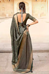 Stunning Slate Grey Printed Saree With Blouse