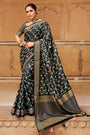 Gorgeous Black Printed Saree With Blouse