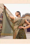 Gorgeous Army Green Printed Saree With Blouse