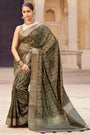 Gorgeous Army Green Printed Saree With Blouse