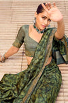 Exquisite Green Printed Saree With Blouse