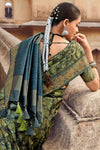 Exquisite Green Printed Saree With Blouse