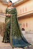 Exquisite Green Printed Saree With Blouse